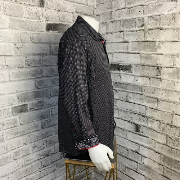 Au Noir Black White Contrasting Trim Flip Cuff Casual Button Down Shirt - Picture 4 of 15